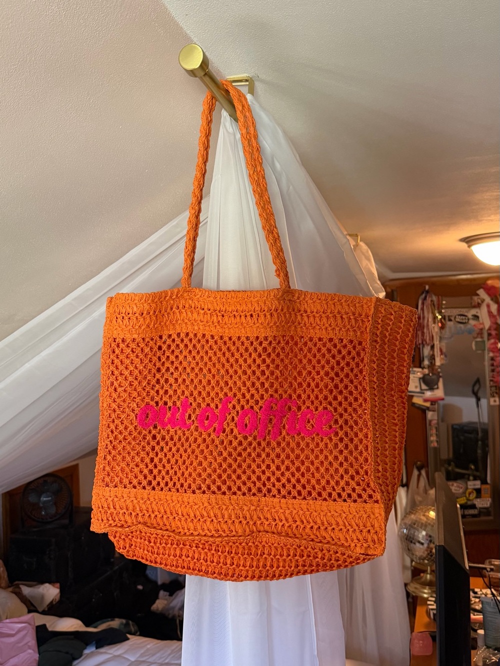 Orange Crochet Beach Bag